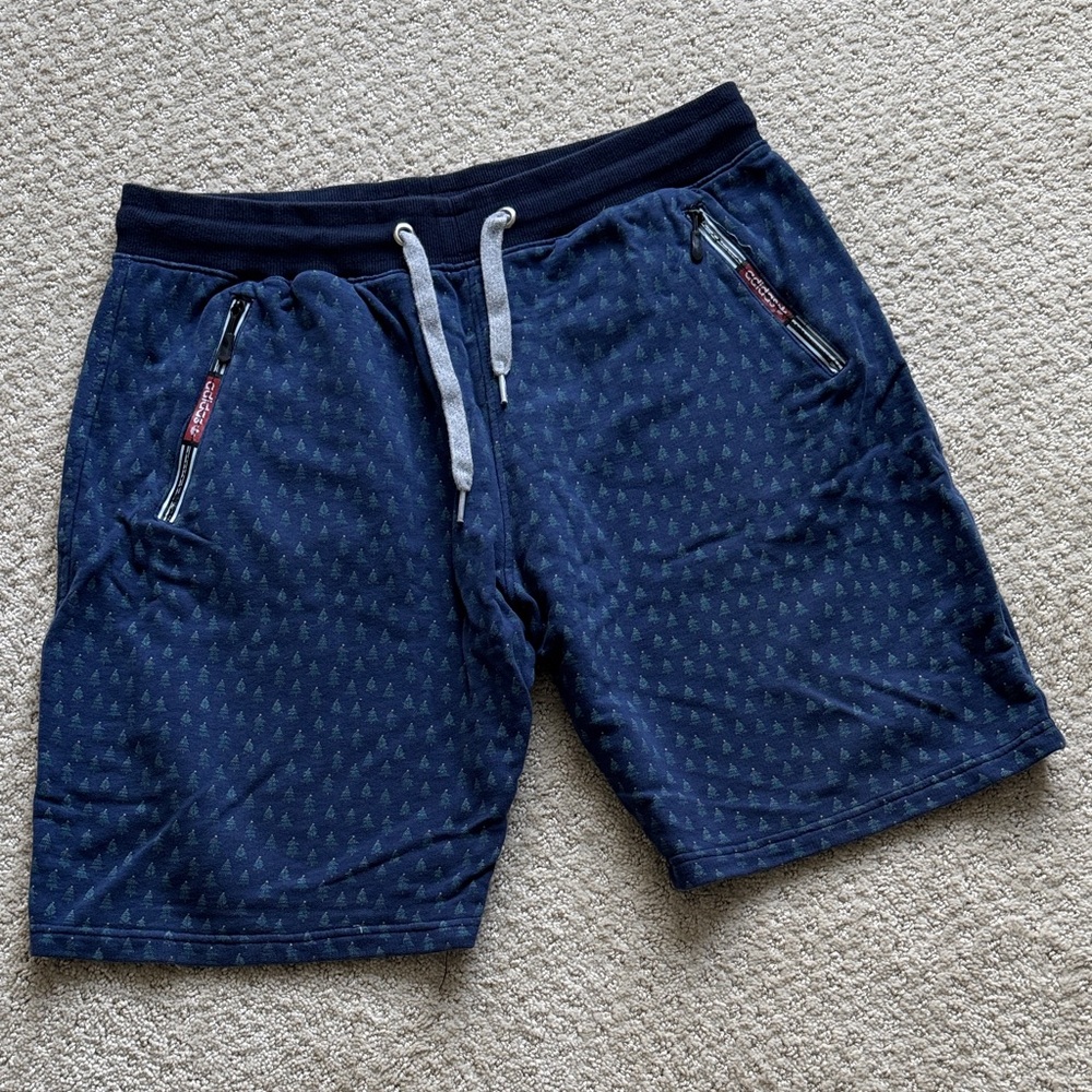 🟢 5/$25 Adidas | 100% Cotton Shorts with Zip Pockets and Drawstring Tree Print